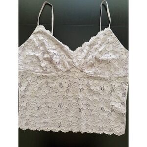 Papaya Lace Cropped Camisole Top Womens L Lilac Adjustable Strap Cami